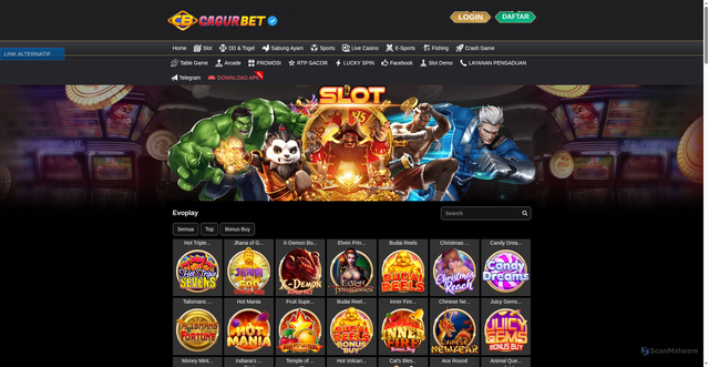 Security scan screenshot of https://cagurbetkyu.icu/desktop/game/slot/evoplay