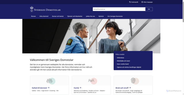 Security scan screenshot of https://www.domstol.se