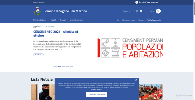 Security scan screenshot of https://www.comune.vigano-san-martino.bg.it/