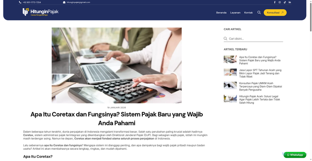 Security scan screenshot of https://hitunginpajak.id/apa-itu-coretax-dan-fungsinya-sistem-pajak-baru-yang-wajib-anda-pahami/