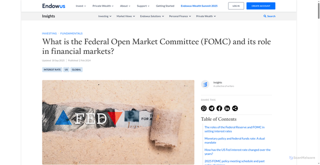 Security scan screenshot of https://endowus.com/insights/us-federal-reserve-fomc