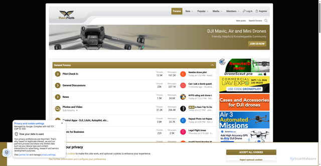Security scan screenshot of https://mavicpilots.com