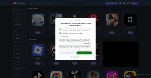 Security scan screenshot of https://web.cloudmoonapp.com