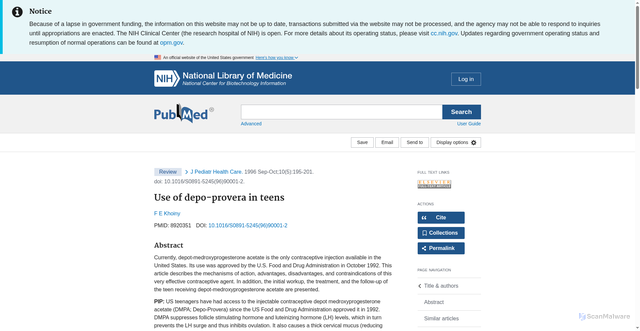 Security scan screenshot of https://pubmed.ncbi.nlm.nih.gov/8920351/