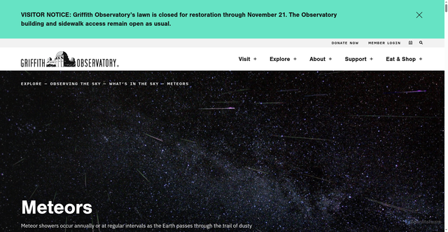 Security scan screenshot of https://griffithobservatory.org/explore/observing-the-sky/whats-in-the-sky/meteors/