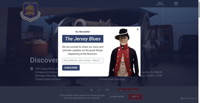 Security scan screenshot of https://njmilitiamuseum.gov/