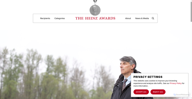Security scan screenshot of https://www.heinzawards.org/pages/aaron-wolf