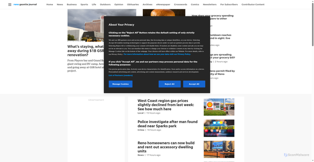 Security scan screenshot of https://www.rgj.com/obituaries/pnvs1299881