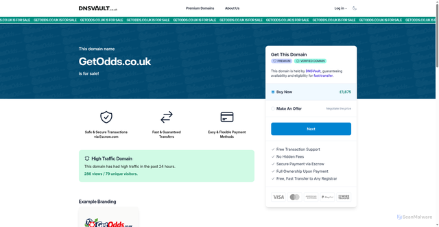Security scan screenshot of http://getodds.co.uk/