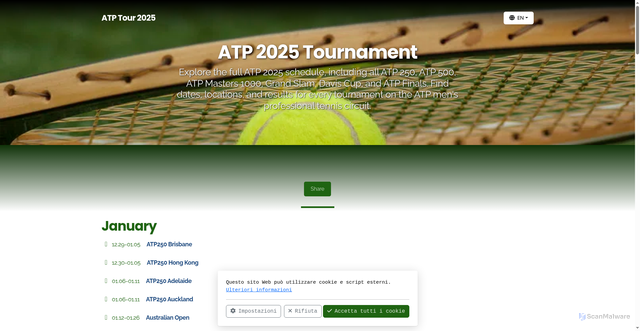Security scan screenshot of https://www.tennisatptournaments.com/