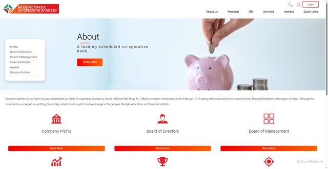 Security scan screenshot of https://bccb.bank.in/about/