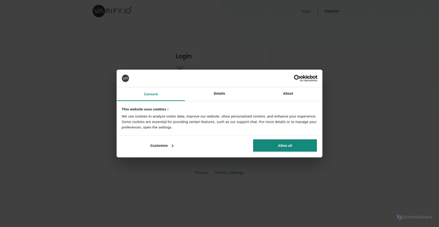 Security scan screenshot of https://app.varify.io/