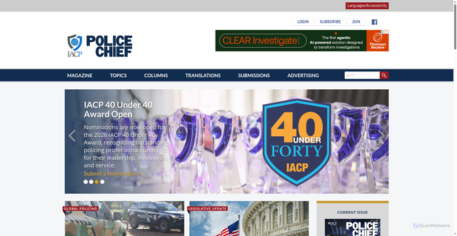 Security scan screenshot of https://policechiefonline.org/