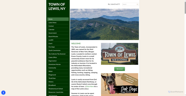 Security scan screenshot of https://www.townoflewisecny.gov/