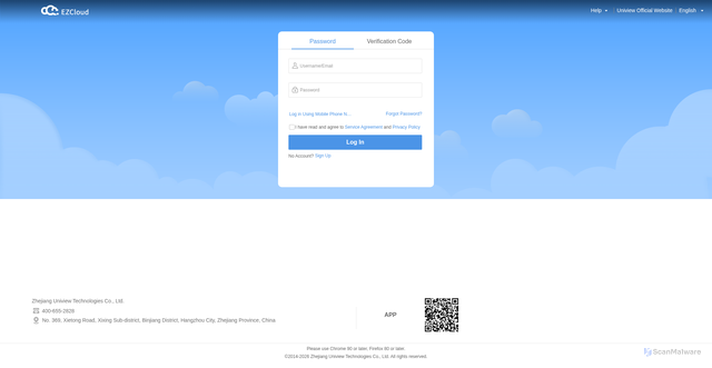 Security scan screenshot of https://en-uniarch.uniview.com