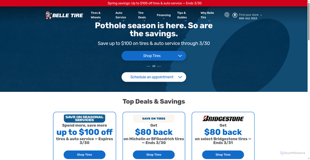 Security scan screenshot of https://www.belletire.com