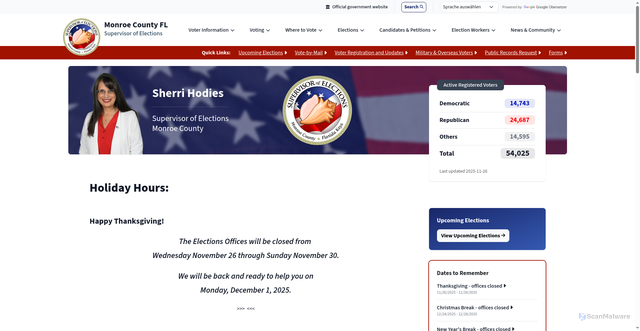 Security scan screenshot of https://votemonroeflkeys.gov/