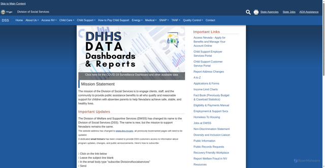 Security scan screenshot of https://dss.nv.gov/