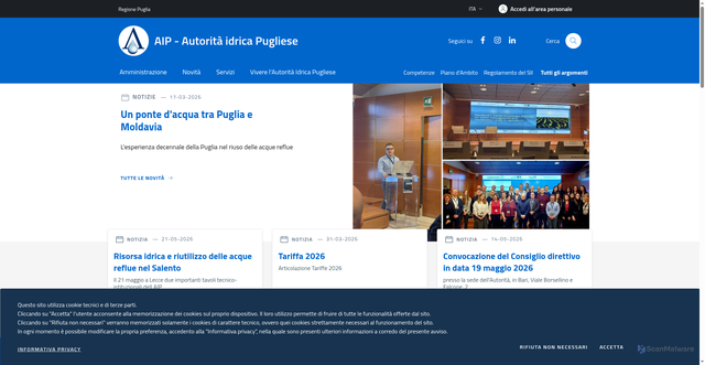 Security scan screenshot of https://www.autoritaidrica.puglia.it