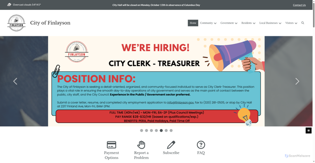 Security scan screenshot of https://finlayson.gov/