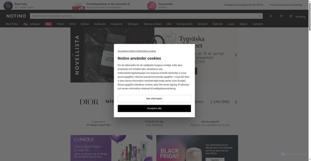 Security scan screenshot of https://www.notino.se/