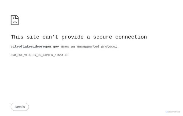 Security scan screenshot of http://cityoflakesideoregon.gov/