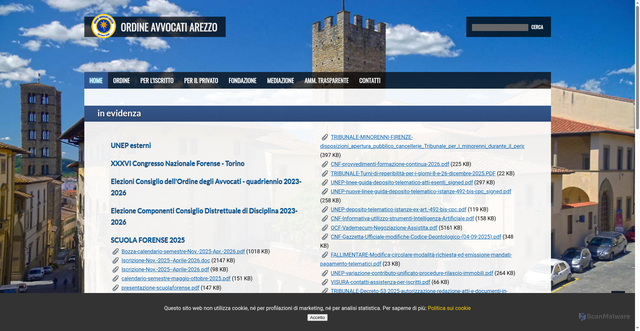 Security scan screenshot of https://www.ordineavvocatiarezzo.it/