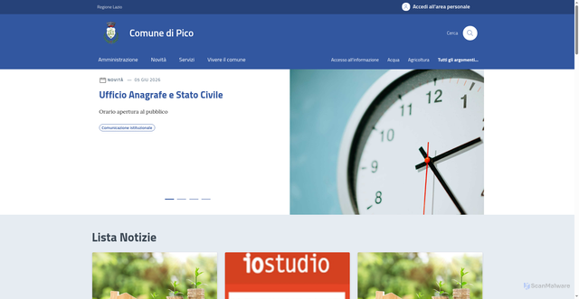 Security scan screenshot of http://comune.pico.fr.it/