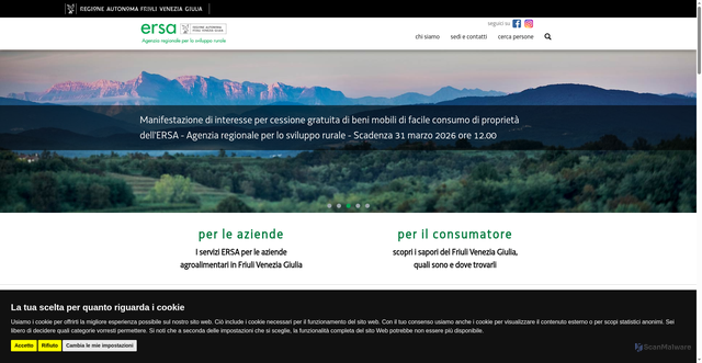 Security scan screenshot of https://www.ersa.fvg.it/cms/hp/;jsessionid=0449BF95F9D5D58D6FEB8E537A093DB4