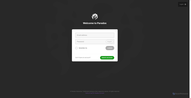 Security scan screenshot of https://login.paradoxplaza.com