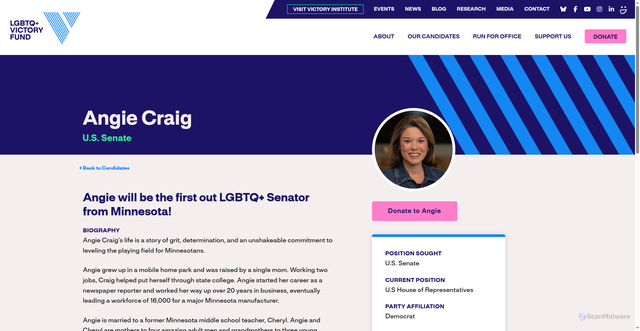 Security scan screenshot of https://victoryfund.org/candidate/angie-craig/