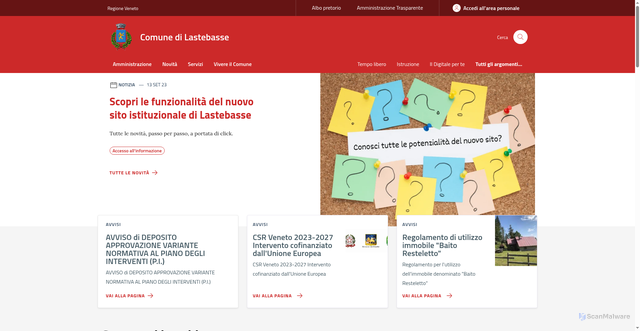 Security scan screenshot of https://www.comune.lastebasse.vi.it