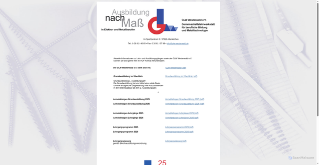 Security scan screenshot of https://www.glw-westerwald.de/