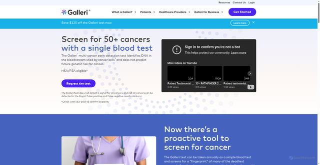 Security scan screenshot of https://galleri.com