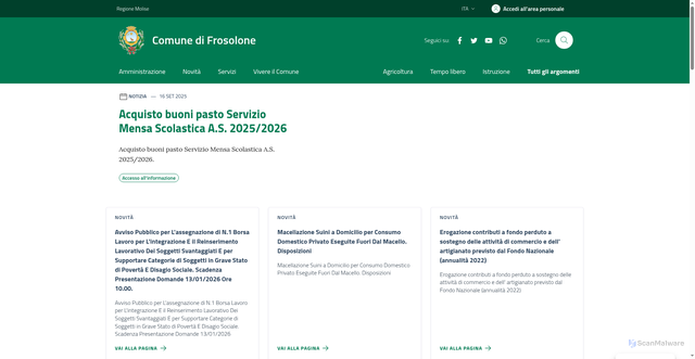 Security scan screenshot of https://comune.frosolone.is.it/