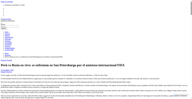 Security scan screenshot of https://mmagenciaperu.com.pe/peru-vs-rusia-en-vivo-se-enfrentan-en-san-petersburgo-por-el-amistoso-internacional-fifa/
