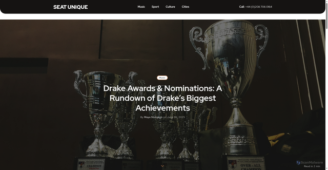 Security scan screenshot of https://www.seatunique.com/blog/drake-awards/