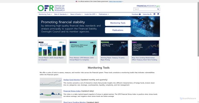 Security scan screenshot of https://www.financialresearch.gov/