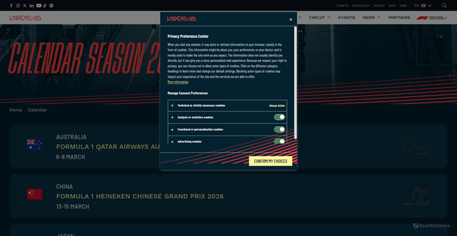Security scan screenshot of https://www.madring.com/en/calendar