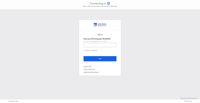 Security scan screenshot of https://lrccd.okta.com