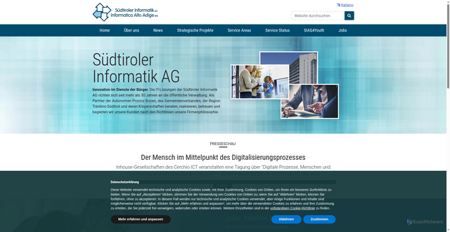 Security scan screenshot of https://www.siag.it/