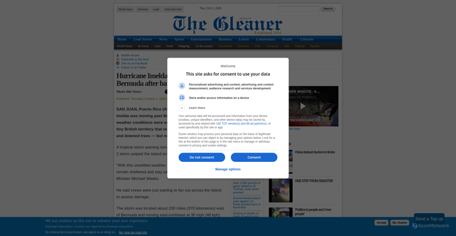 Security scan screenshot of https://jamaica-gleaner.com/article/news/20251002/hurricane-imelda-swirls-away-bermuda-after-battering-tiny-island