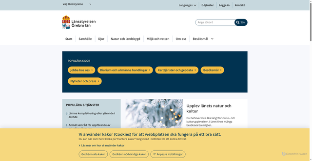 Security scan screenshot of https://www.lansstyrelsen.se/orebro