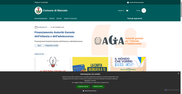 Security scan screenshot of https://www.comune.marnate.va.it/it