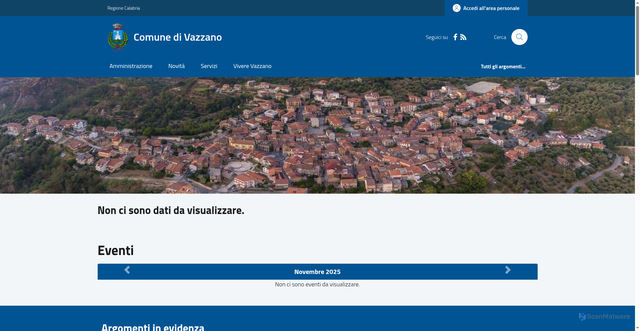 Security scan screenshot of https://comune.vazzano.vv.it/