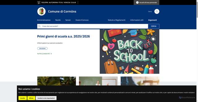 Security scan screenshot of https://www.comune.cormons.go.it/