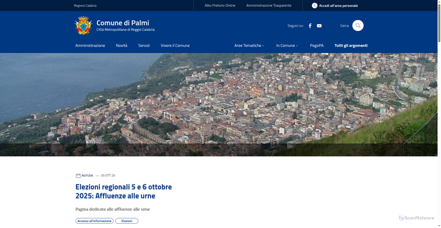 Security scan screenshot of https://www.comune.palmi.rc.it/