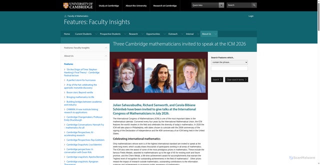 Security scan screenshot of https://www.maths.cam.ac.uk/features/three-cambridge-mathematicians-invited-speak-icm-2026