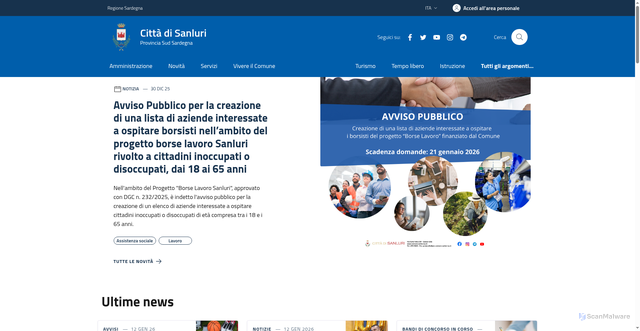 Security scan screenshot of https://www.comune.sanluri.su.it/