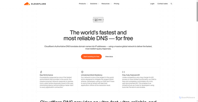 Security scan screenshot of https://malavika.ns.cloudflare.com